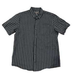 Fox Racing mens L shortsleeved button up shirt black with gray stripes